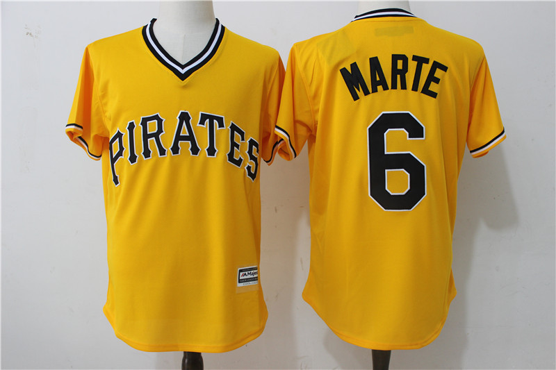 2017 MLB Pittsburgh Pirates #6 Marte Yellow Throwback Game Jerseys->pittsburgh pirates->MLB Jersey